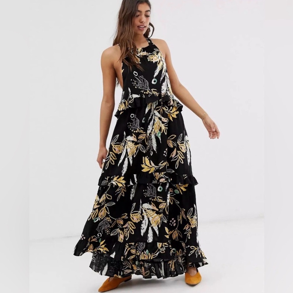 Free People Black Floral Maxi Dress - Picture 4 of 10